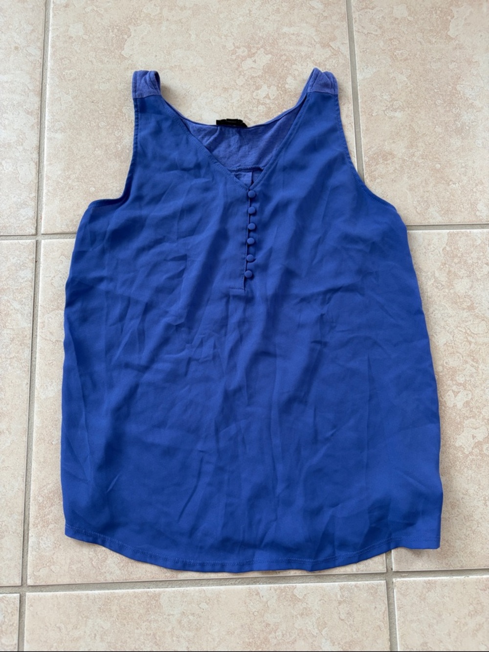 Express Royal Blue Sleeveless Button-Detail Tank